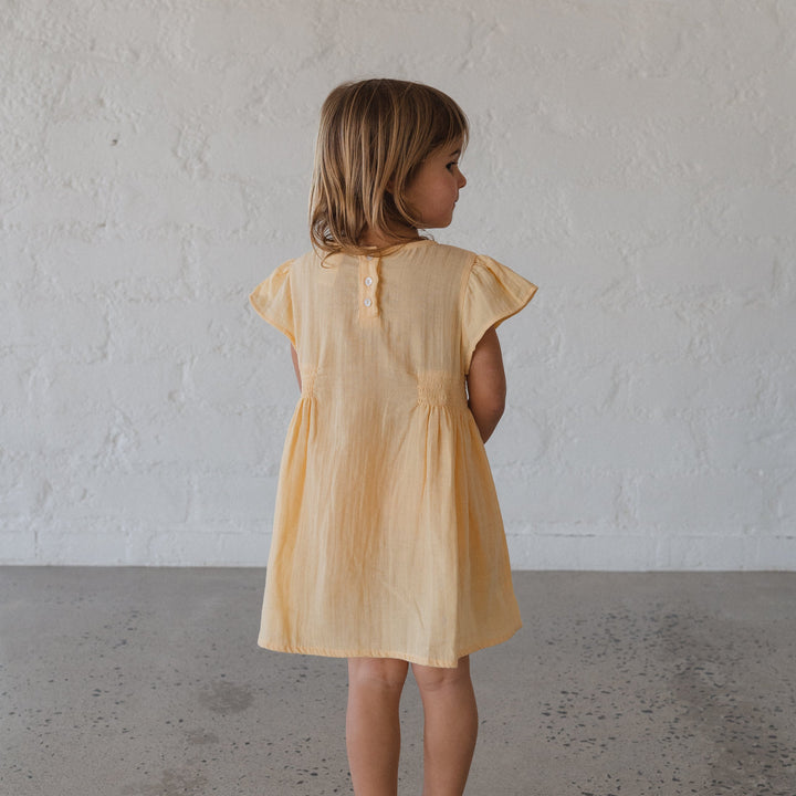 ILLOURA THE LABEL BLOSSOM DRESS: BUTTER