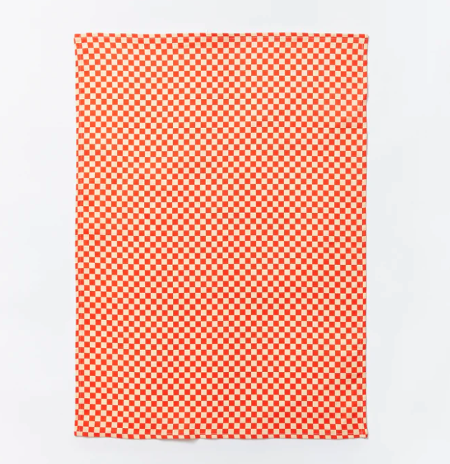 BONNIE AND NEIL TEA TOWEL: TINY CHECKERS RED