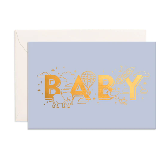 FOX & FALLOW BABY UNIVERSE MINI CARD: DUCK EGG BLUE