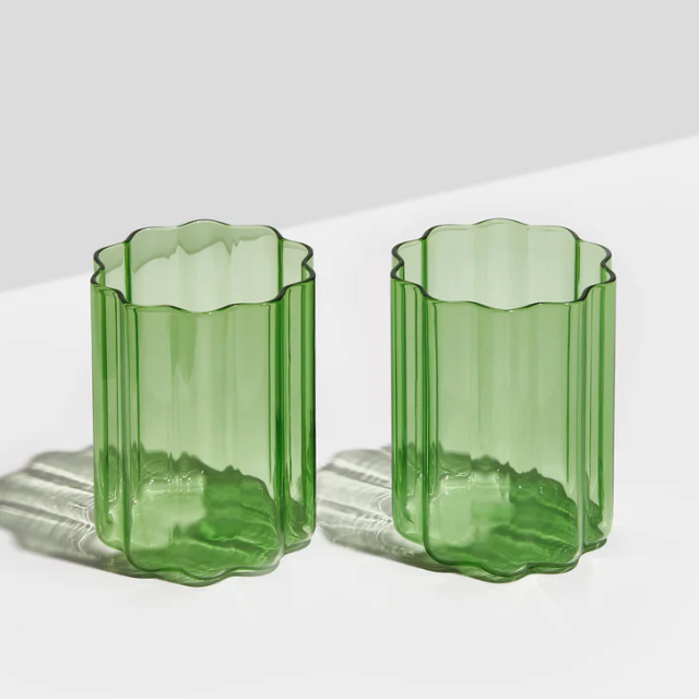 FAZEEK WAVE GLASSWARE SET: GREEN