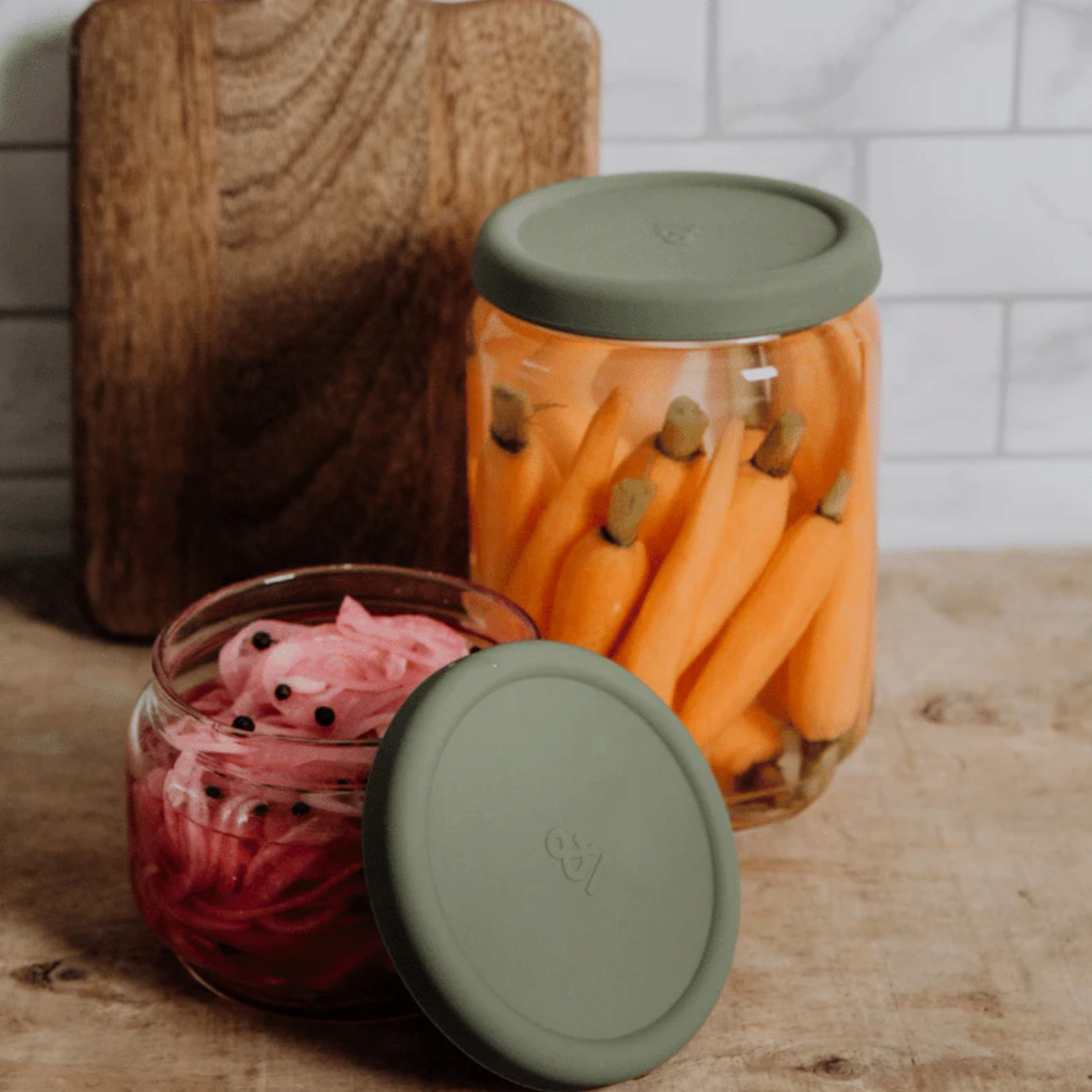 SEED & SPROUT BYRON PANTRY JAR SILICONE LIDS: PISTACHIO